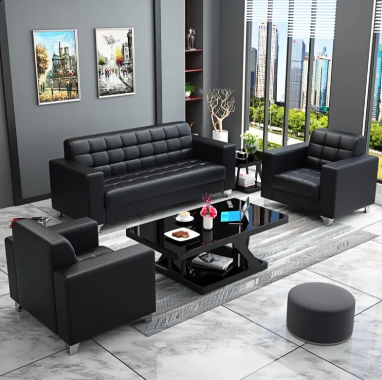 5-Seater Modern Leather Office Sofa