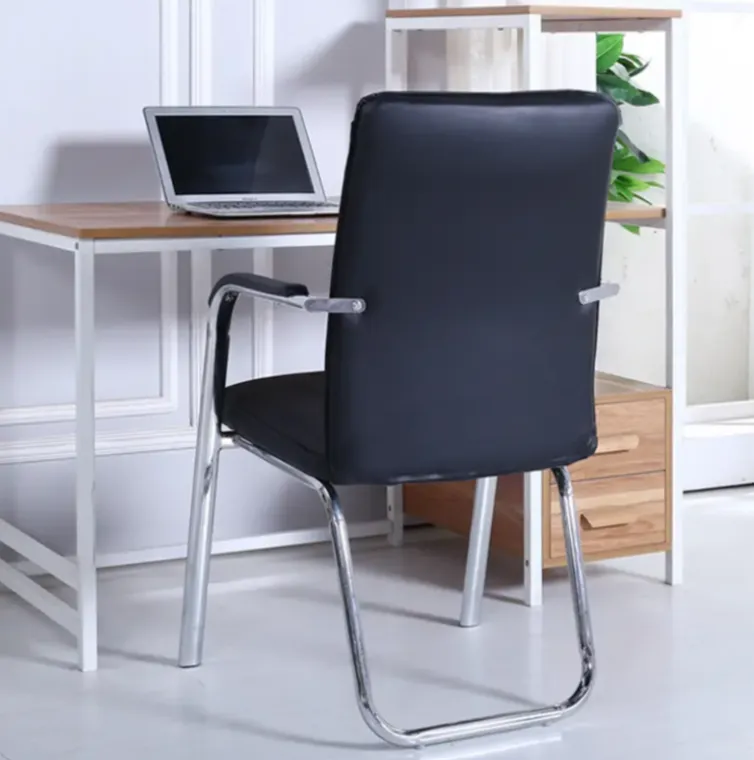 Black PU Leather Visitor Chair view 2