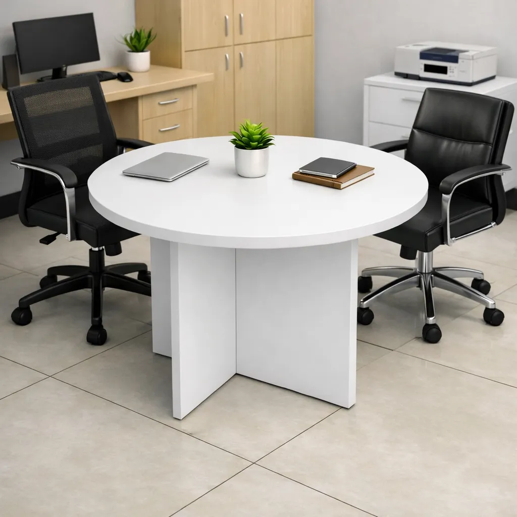 Round White Office Table