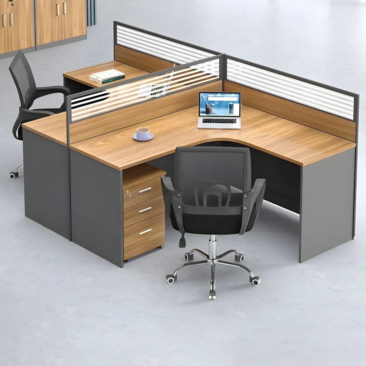 Two-Way Curved Office Workstation view 3